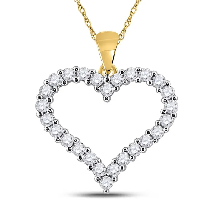 Necklaces gndatlanta 14k Yellow Gold Round Diamond Heart Pendant 1 Cttw Necklaces gndatlanta 14k Yellow Gold Round Diamond Heart Pendant 1 Cttw
