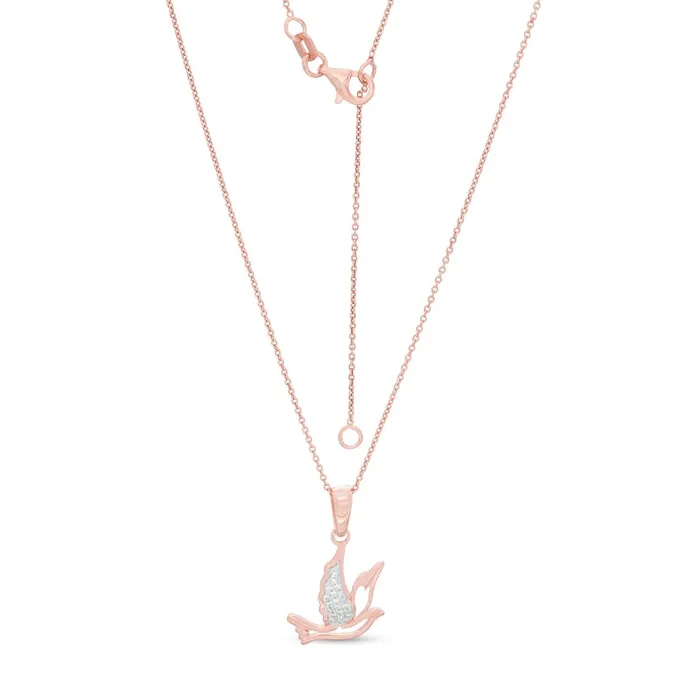 Necklaces Goldia 005 CT TW Natural Diamond Flying Dove Cutout Pendant in Sterling Silver with 14K Rose Gold Plate Necklaces Goldia 005 CT TW Natural Diamond Flying Dove Cutout Pendant in Sterling Silver with 14K Rose Gold Plate