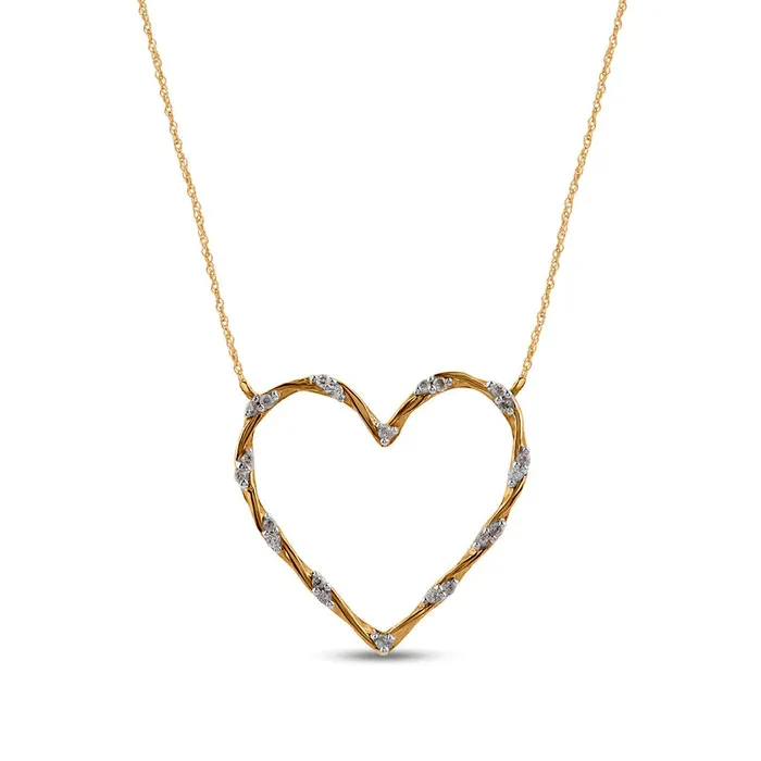Necklaces Goldia 005 CT TW Natural Diamond Twisted Heart Necklace in 10K Yellow Gold Necklaces Goldia 005 CT TW Natural Diamond Twisted Heart Necklace in 10K Yellow Gold