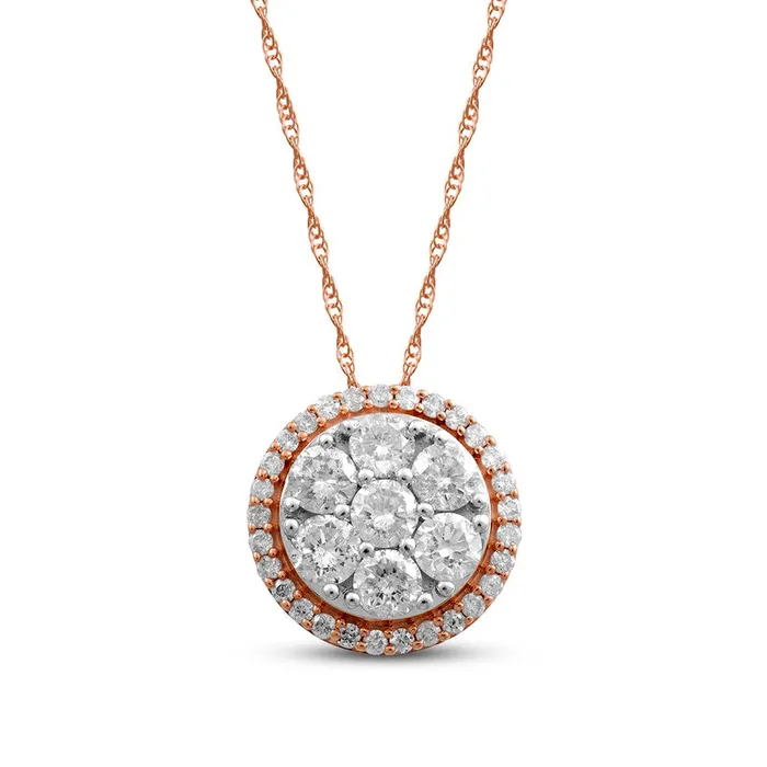 Necklaces Goldia 1 CT TW Composite Natural Diamond Frame Pendant in 10K Rose Gold