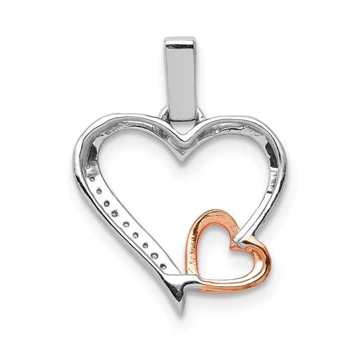 Necklaces Goldia 14k White and Rose Gold 120ct Real Diamond Double Hearts Pendant
