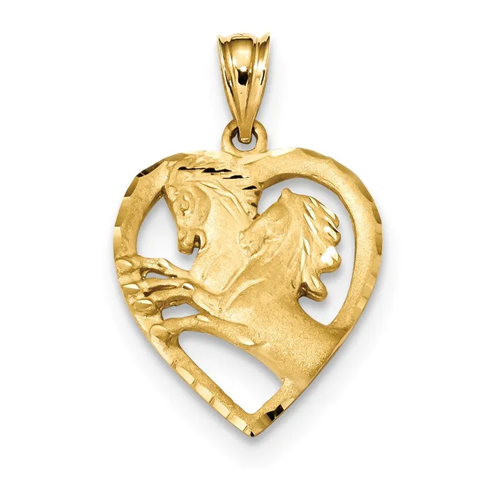 Necklaces Goldia 14k Yellow Gold Satin Diamondcut Horses in Heart Pendant Necklaces Goldia 14k Yellow Gold Satin Diamondcut Horses in Heart Pendant