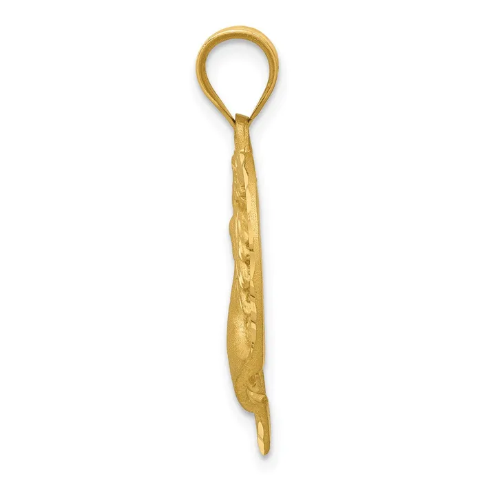 Necklaces Goldia 14k Yellow Gold Satin Diamondcut Horses in Heart Pendant