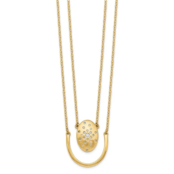 Necklaces Goldia 14K Yellow Gold SatinPolished Real Diamond Oval wBar Double Strand 18in Necklace Necklaces Goldia 14K Yellow Gold SatinPolished Real Diamond Oval wBar Double Strand 18in Necklace