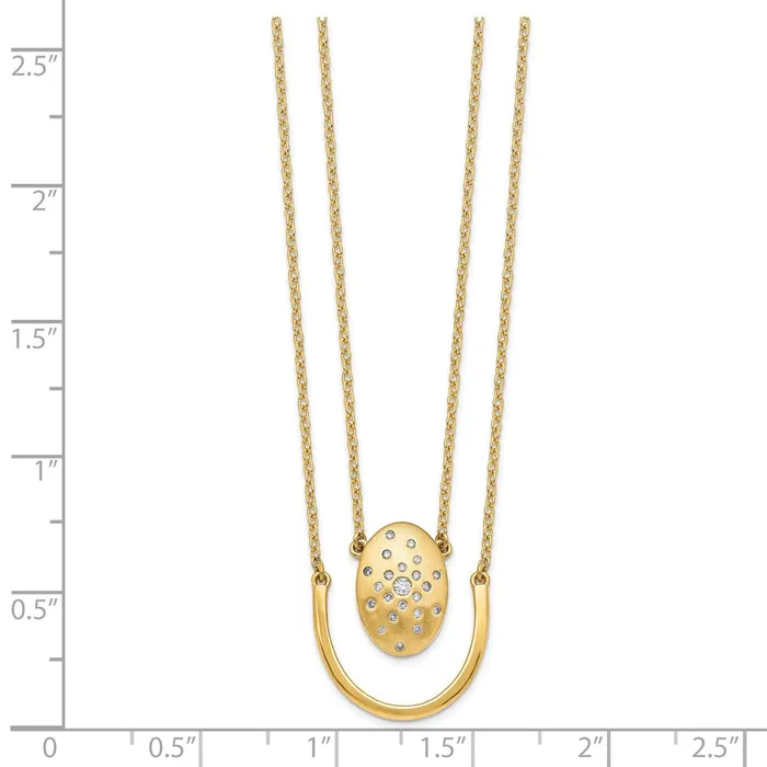 Necklaces Goldia 14K Yellow Gold SatinPolished Real Diamond Oval wBar Double Strand 18in Necklace