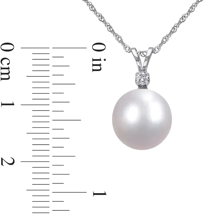 Necklaces Goldia 90100mm Cultured South Sea Pearl and 005 CT TW Natural Diamond Pendant in 14K White Gold 17 Necklaces Goldia 90100mm Cultured South Sea Pearl and 005 CT TW Natural Diamond Pendant in 14K White Gold 17