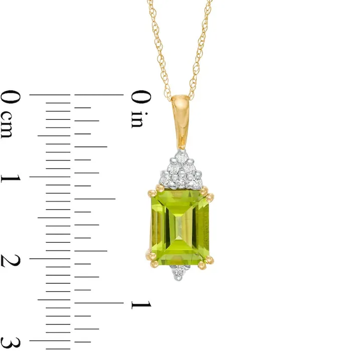 Necklaces Goldia EmeraldCut Peridot and 007 CT TW Natural Diamond Geometric Pendant in 10K Yellow Gold Necklaces Goldia EmeraldCut Peridot and 007 CT TW Natural Diamond Geometric Pendant in 10K Yellow Gold