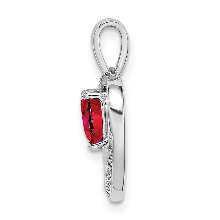 Necklaces Goldia Solid 14k White Gold Simulated Ruby and CZ Heart Pendant