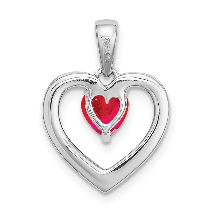 Necklaces Goldia Solid 14k White Gold Simulated Ruby and CZ Heart Pendant
