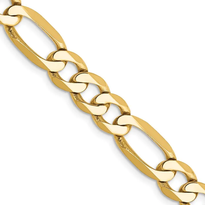 Necklaces MDS Solid 14K Yellow Gold 28 inch 7mm Flat Figaro with Lobster Clasp Chain Necklace Necklaces MDS Solid 14K Yellow Gold 28 inch 7mm Flat Figaro with Lobster Clasp Chain Necklace