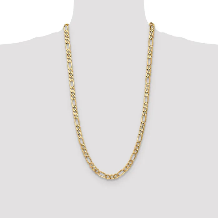 Necklaces MDS Solid 14K Yellow Gold 28 inch 7mm Flat Figaro with Lobster Clasp Chain Necklace Necklaces MDS Solid 14K Yellow Gold 28 inch 7mm Flat Figaro with Lobster Clasp Chain Necklace