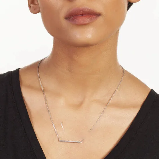 Necklaces Original Elegant Confetti Womens 18K White Gold Plated CZ Simulated Diamond Bar Necklace JMS always Necklaces Original Elegant Confetti Womens 18K White Gold Plated CZ Simulated Diamond Bar Necklace JMS always