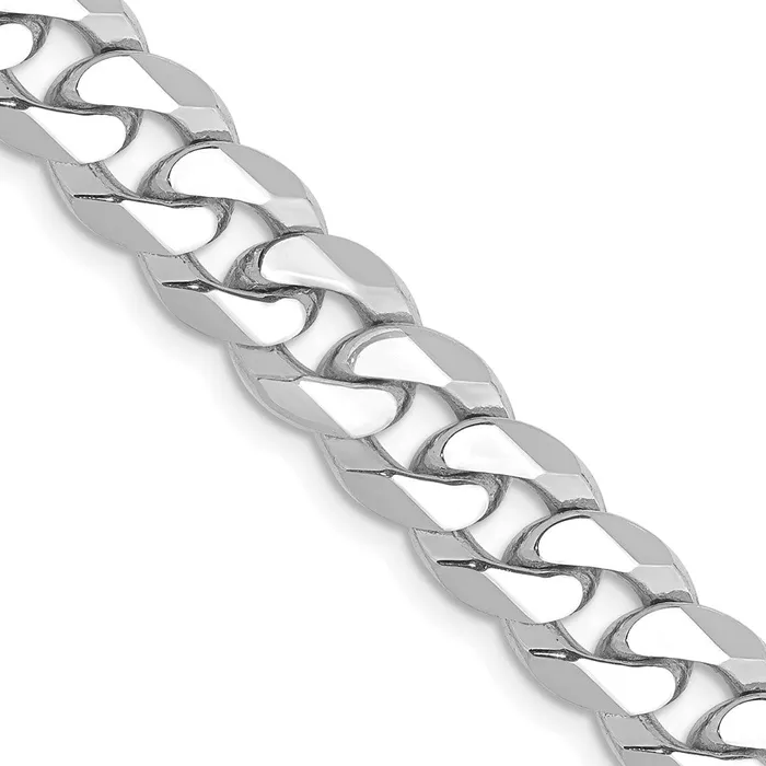 Necklaces Solid 14K White Gold 20 inch 8mm Flat Beveled Curb with Lobster Clasp Chain Necklace MDS Necklaces Solid 14K White Gold 20 inch 8mm Flat Beveled Curb with Lobster Clasp Chain Necklace MDS