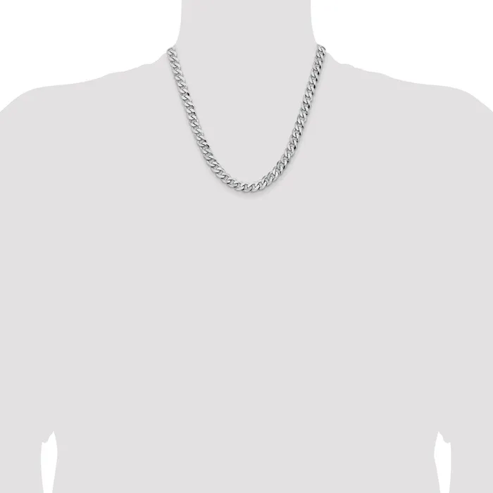 Necklaces Solid 14K White Gold 20 inch 8mm Flat Beveled Curb with Lobster Clasp Chain Necklace MDS Necklaces Solid 14K White Gold 20 inch 8mm Flat Beveled Curb with Lobster Clasp Chain Necklace MDS