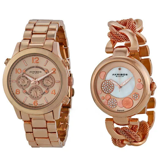 Original Akribos XXIV Rose Gold Tone Stainless Steel Watch Set AK676RG JMS always Earrings Original Akribos XXIV Rose Gold Tone Stainless Steel Watch Set AK676RG JMS always Earrings