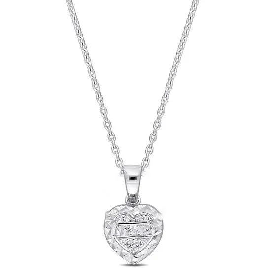 Original AMOUR 110CT TDW Parallel Baguette and Roundshaped Diamonds Heart Halo Necklace In 14K White Gold 165 In JMS always Necklaces