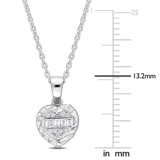 Original AMOUR 110CT TDW Parallel Baguette and Roundshaped Diamonds Heart Halo Necklace In 14K White Gold 165 In JMS always Necklaces Original AMOUR 110CT TDW Parallel Baguette and Roundshaped Diamonds Heart Halo Necklace In 14K White Gold 165 In JMS always Necklaces