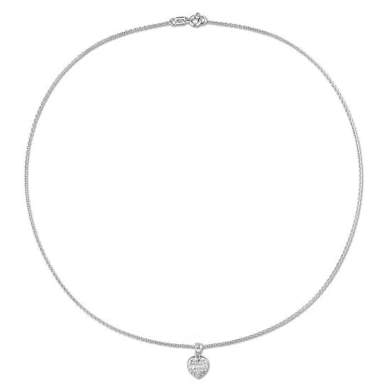 Original AMOUR 110CT TDW Parallel Baguette and Roundshaped Diamonds Heart Halo Necklace In 14K White Gold 165 In JMS always Necklaces Original AMOUR 110CT TDW Parallel Baguette and Roundshaped Diamonds Heart Halo Necklace In 14K White Gold 165 In JMS always Necklaces
