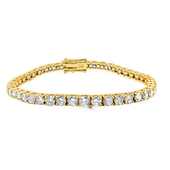 Original Maulijewels 14K Yellow Gold 600 Cttw Lab Grown Diamond 700 Classic Tennis Bracelet FG Color VS1 JMS always Bracelets