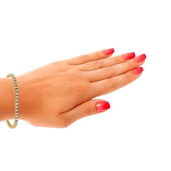 Original Maulijewels 14K Yellow Gold 600 Cttw Lab Grown Diamond 700 Classic Tennis Bracelet FG Color VS1 JMS always Bracelets