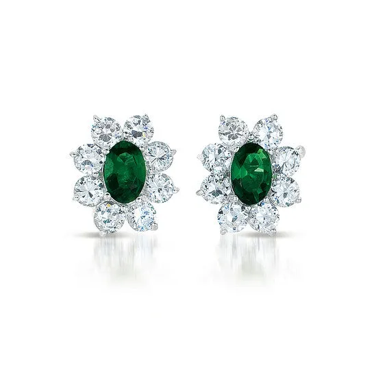 Original Megan Walford 925 Sterling Silver Emerald Cubic Zirconia Flower Stud Earrings JMS always Earrings Original Megan Walford 925 Sterling Silver Emerald Cubic Zirconia Flower Stud Earrings JMS always Earrings
