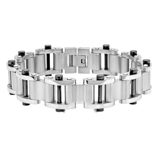 Original Robert Alton Stainless Steel Black White Bar Mens Link Bracelet JMS always Bracelets Original Robert Alton Stainless Steel Black White Bar Mens Link Bracelet JMS always Bracelets