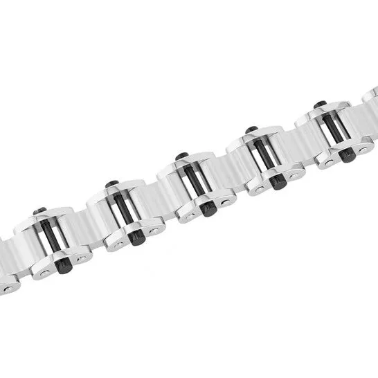 Original Robert Alton Stainless Steel Black White Bar Mens Link Bracelet JMS always Bracelets Original Robert Alton Stainless Steel Black White Bar Mens Link Bracelet JMS always Bracelets