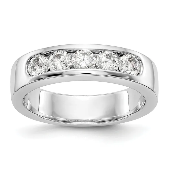 Rings 075ct CZ Solid Real 14K White Gold 5Stone Channel Wedding Band Ring Goldia Rings 075ct CZ Solid Real 14K White Gold 5Stone Channel Wedding Band Ring Goldia