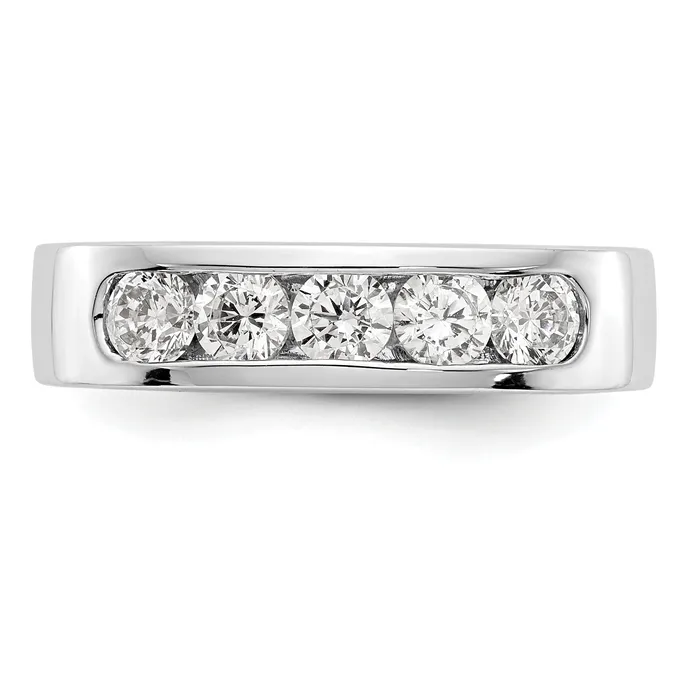 Rings 075ct CZ Solid Real 14K White Gold 5Stone Channel Wedding Band Ring Goldia