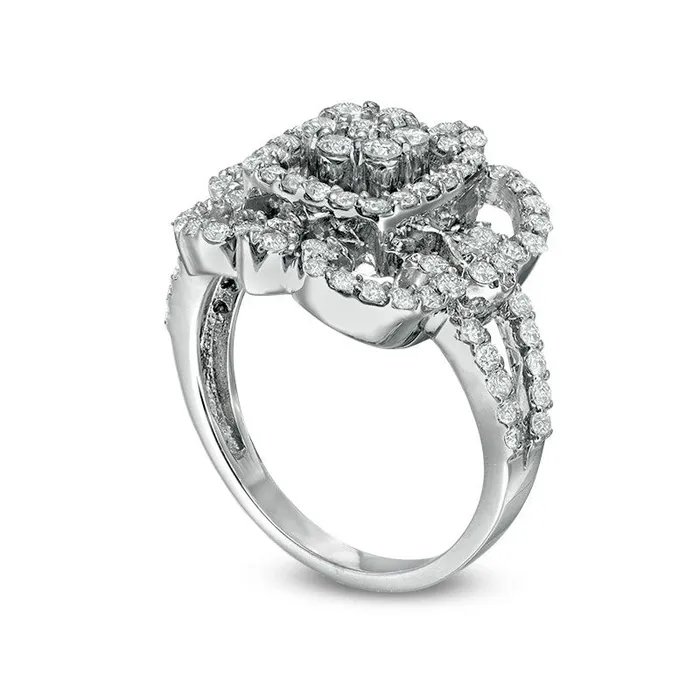 Rings 125 CT TW Natural Diamond Ornate Composite Ring in Solid 14K White Gold Goldia Rings 125 CT TW Natural Diamond Ornate Composite Ring in Solid 14K White Gold Goldia
