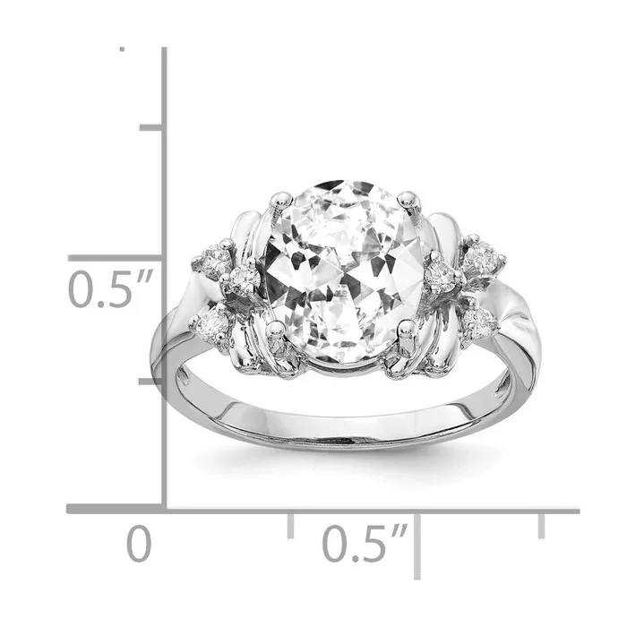 Rings 14k White Gold 10x8mm Oval Cubic Zirconia AA Real Diamond ring goldiaca