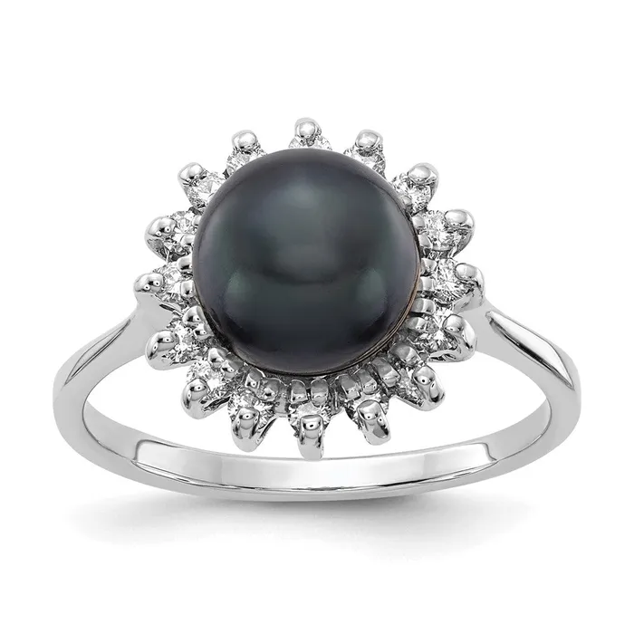 Rings 14k White Gold 75mm Black FW Cultured Pearl A Real Diamond ring Goldiacom Rings 14k White Gold 75mm Black FW Cultured Pearl A Real Diamond ring Goldiacom