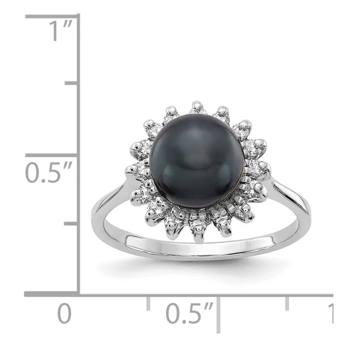 Rings 14k White Gold 75mm Black FW Cultured Pearl A Real Diamond ring Goldiacom