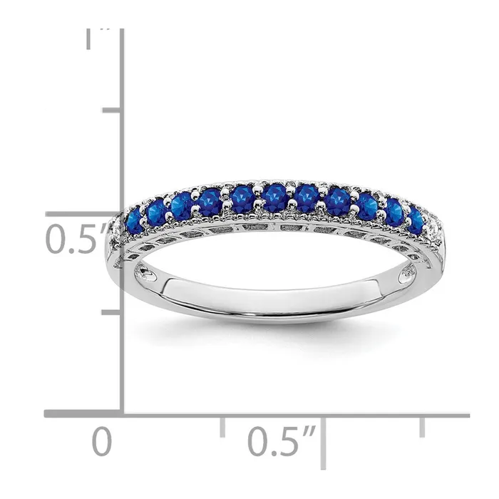 Rings 14k White Gold Sapphire and Real Diamond Band Goldia