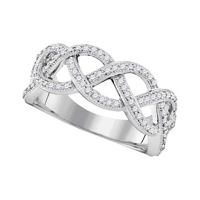 Rings gndatlanta 10k Yellow Gold Round Diamond Woven Band Ring 12 Cttw