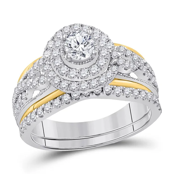 Rings gndatlanta 14k Twotone Gold Round Diamond Bridal Wedding Ring Set 115 Cttw Certified Rings gndatlanta 14k Twotone Gold Round Diamond Bridal Wedding Ring Set 115 Cttw Certified