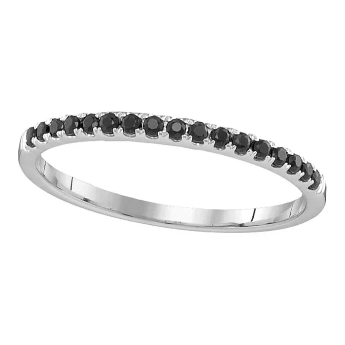 Rings gndatlanta 14k White Gold Round Black Sapphire Anniversay Band Ring 15 Cttw Rings gndatlanta 14k White Gold Round Black Sapphire Anniversay Band Ring 15 Cttw