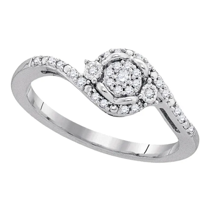 Rings gndatlanta 14k White Gold Round Diamond Cluster Ring 18 Cttw