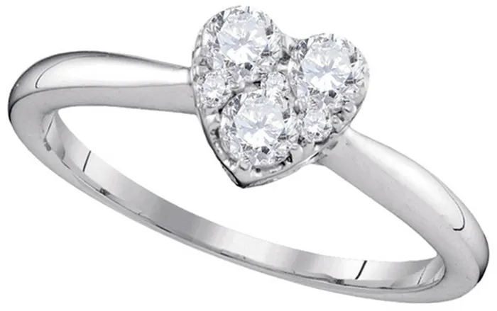 Rings gndatlanta 14k White Gold Round Diamond Heart Cluster Ring 12 Cttw Rings gndatlanta 14k White Gold Round Diamond Heart Cluster Ring 12 Cttw