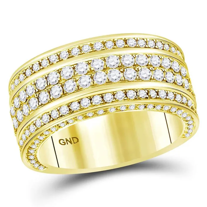 Rings gndatlanta 14k Yellow Gold Round Diamond Luxury Lined Band Ring 234 Cttw Rings gndatlanta 14k Yellow Gold Round Diamond Luxury Lined Band Ring 234 Cttw