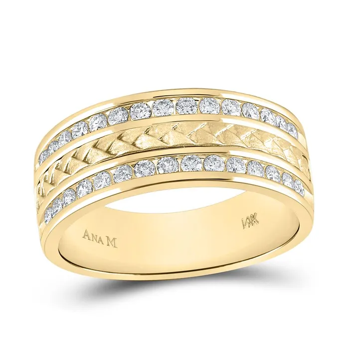 Rings gndatlanta 14k Yellow Gold Round Diamond Wedding Braid Inlay Band Ring 34 Cttw Rings gndatlanta 14k Yellow Gold Round Diamond Wedding Braid Inlay Band Ring 34 Cttw