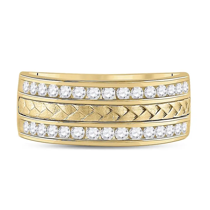 Rings gndatlanta 14k Yellow Gold Round Diamond Wedding Braid Inlay Band Ring 34 Cttw