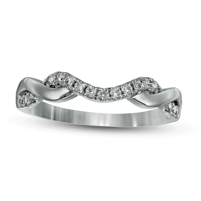 Rings Goldia 020 CT TW Natural Diamond Twist Contour Band in Solid 14K White Gold Rings Goldia 020 CT TW Natural Diamond Twist Contour Band in Solid 14K White Gold