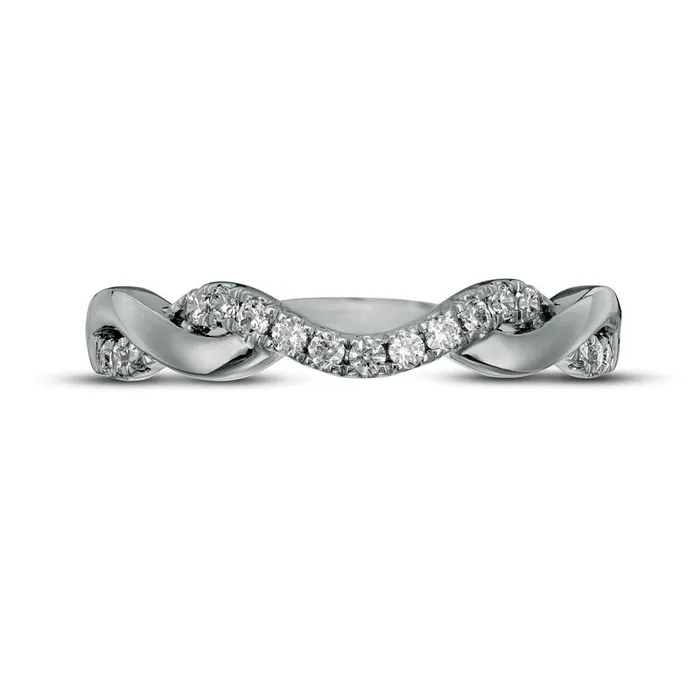 Rings Goldia 020 CT TW Natural Diamond Twist Contour Band in Solid 14K White Gold Rings Goldia 020 CT TW Natural Diamond Twist Contour Band in Solid 14K White Gold
