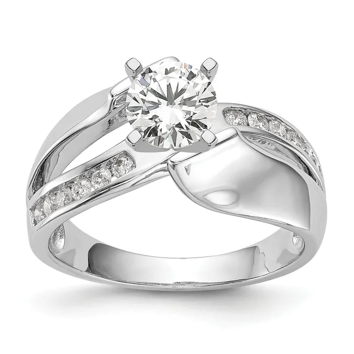 Rings Goldia 020ct CZ Solid Real 14k White Gold Peg Set ByPass Engagement Ring