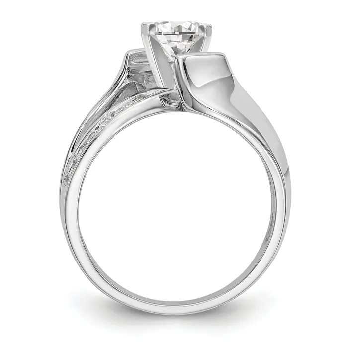 Rings Goldia 020ct CZ Solid Real 14k White Gold Peg Set ByPass Engagement Ring