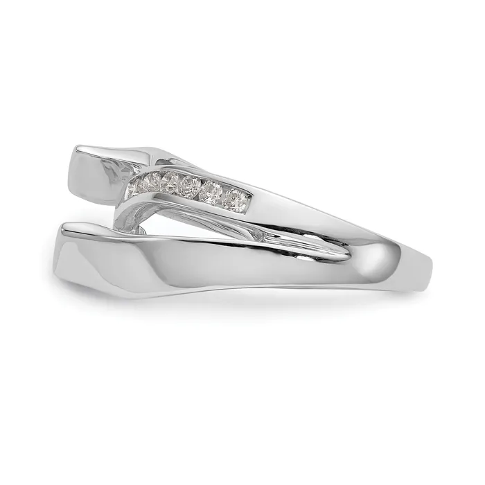 Rings Goldia 020ct CZ Solid Real 14k White Gold Peg Set ByPass Engagement Ring