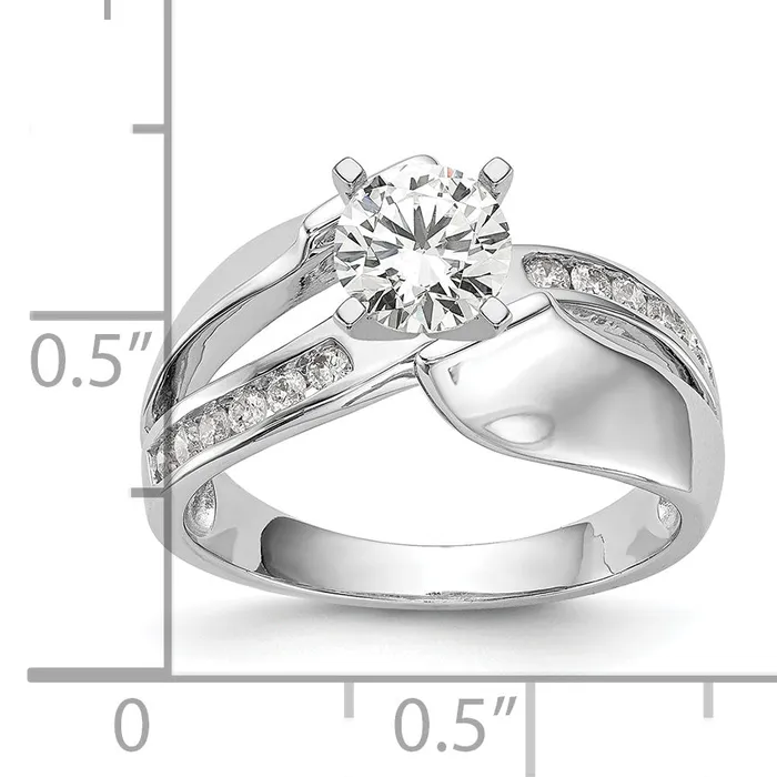 Rings Goldia 020ct CZ Solid Real 14k White Gold Peg Set ByPass Engagement Ring