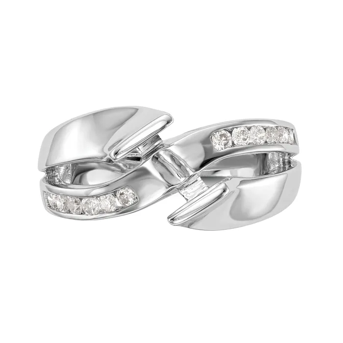 Rings Goldia 020ct CZ Solid Real 14k White Gold Peg Set ByPass Engagement Ring