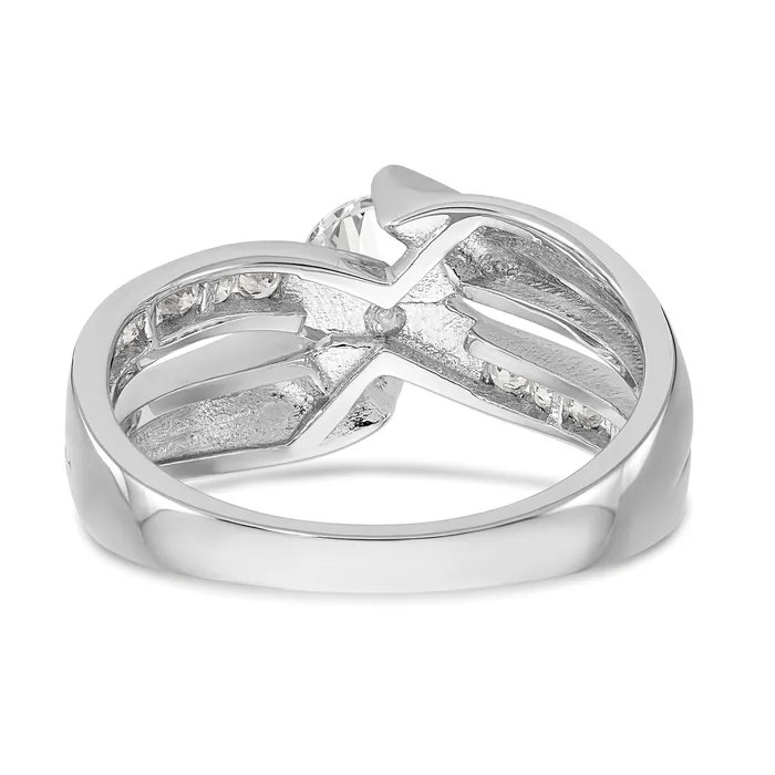 Rings Goldia 020ct CZ Solid Real 14k White Gold Peg Set ByPass Engagement Ring